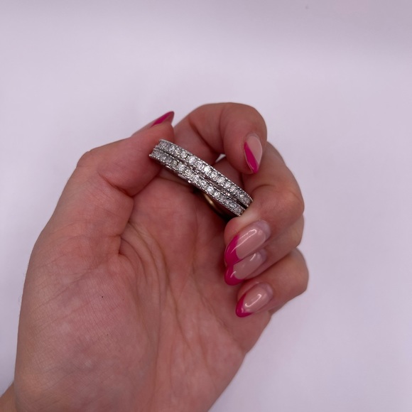 Sterling Silver CZ Hoop Earrings - Picture 5 of 5